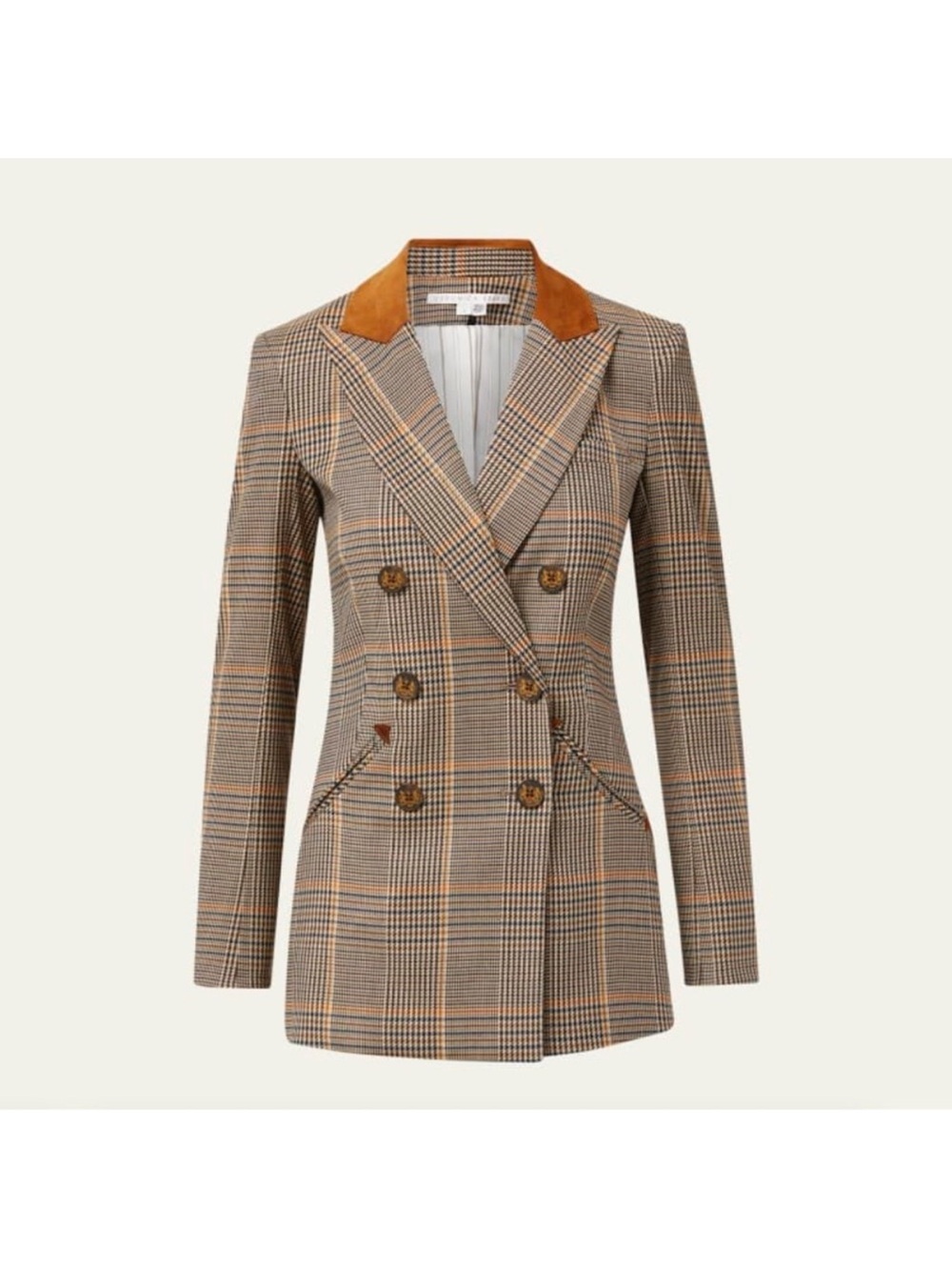 $798 Veronica Beard Elvana plaid Miller Dickey jacket Suede Collar sz 8